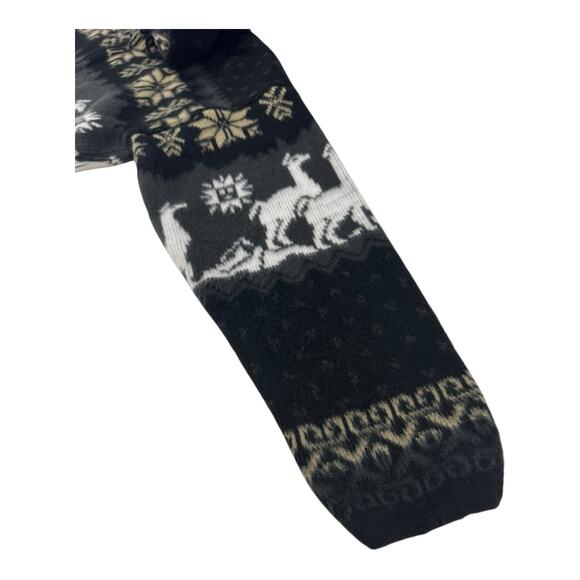 Yari Artesanias Medium Jacket Black Gray Ivory 100% Wool Llama Zip Hood Ecuador - Picture 4 of 10